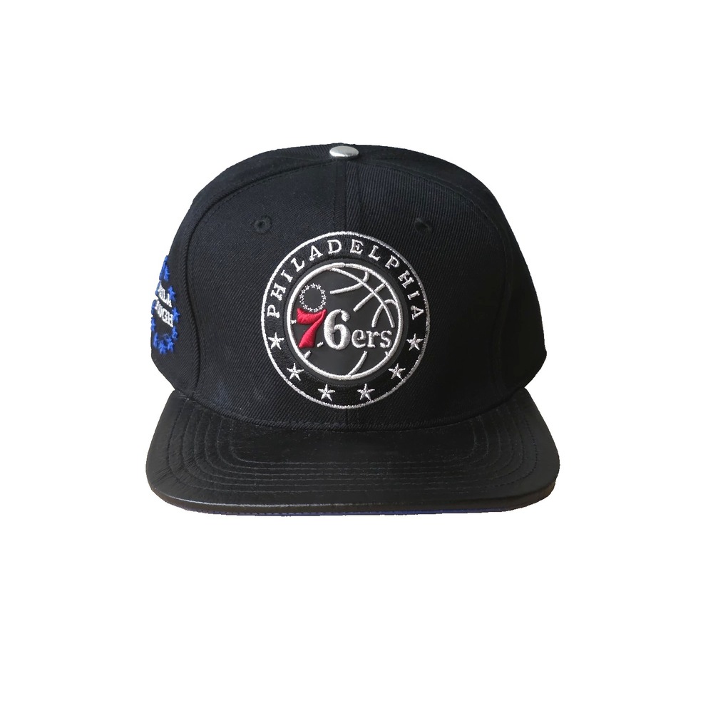 Pro‎ Standard Philadelphia 76ers Black Strapback Leather Brim Cap Hat